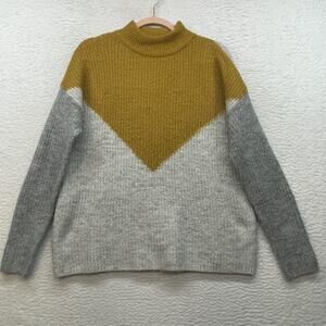 Silverflint Sweater Womens XS Gray Chevron Mock Neck Pullover Knit Soft Cozy